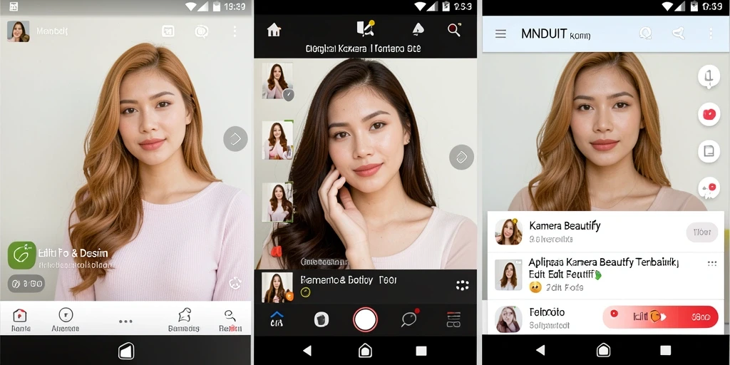 Tampilan aplikasi MNDUIT dengan fitur Kamera Beautify yang menarik.